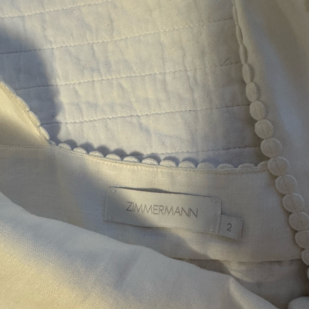 Zimmermann Pop Trimmed White Lace Midi Dress - Picture 6 of 7